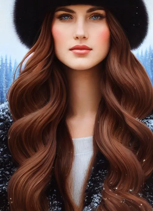 Prompt: Portrait of A beautiful young woman with long brown hair, ushanka hat, commie block winter background, perfect composition, hyperrealistic, super detailed, 8k, high quality, trending art, trending on artstation, sharp focus, studio photo, intricate details, highly detailed, Expressionism art by greg rutkowski