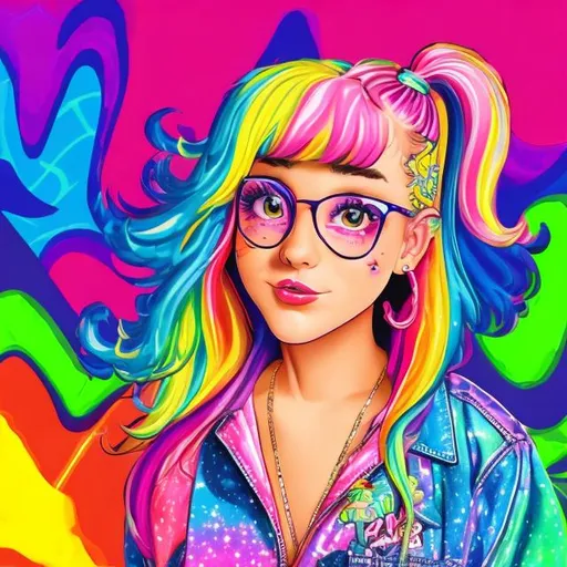 Prompt: 90s girl in the style of Lisa frank