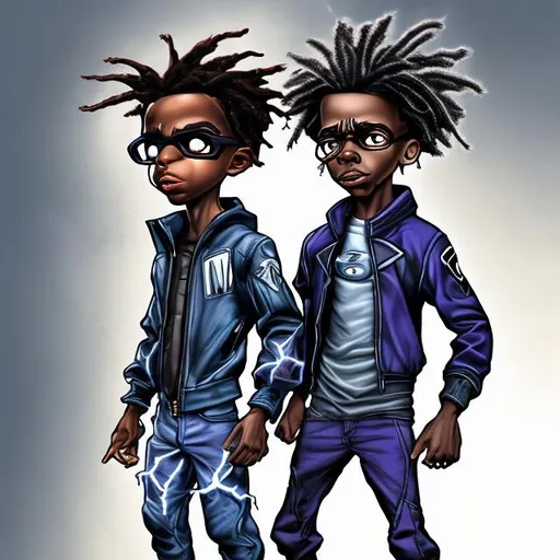 Prompt: Realistic Lil Tjay x static shock 