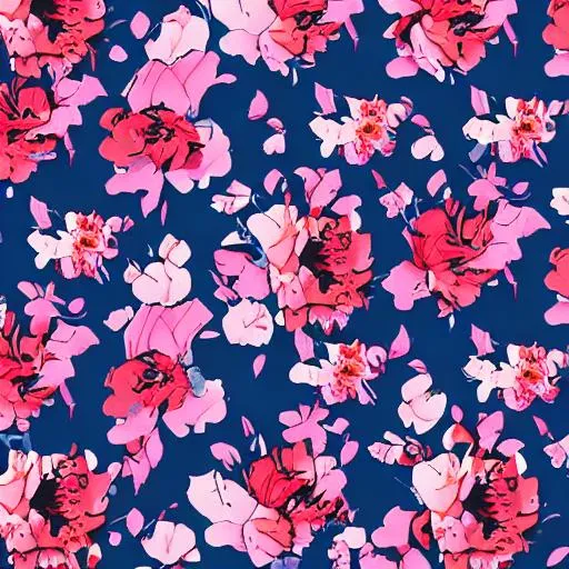 Prompt: draw me a floral print for clothings