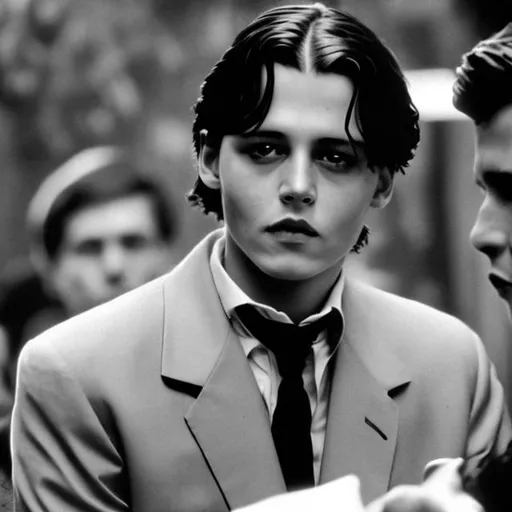 Prompt: teenage johnny depp as micheal corleone in the godfather