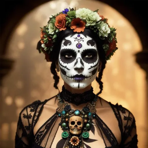 Prompt: portrait of day of dead catrina :: (( masterpiece, fine art, photorealistic )) :: thematic background :: global illumination :: subsurface scattering :: mug shot :: sharp focus :: intricate detail :: very coherent :: highly detailed :: by Bastien L. Deharme, Gaston Bussiere, Alphonse Mucha :: unreal engine 5 :: nanite