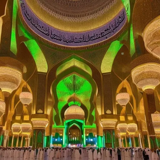 Prompt: A beautiful and green shiny photo of roza Mubarak in madina
