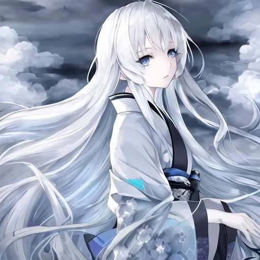 anime girl with blue eyes and white hair