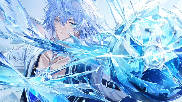 create me a Ice Magic Anime Character. A boy with b...