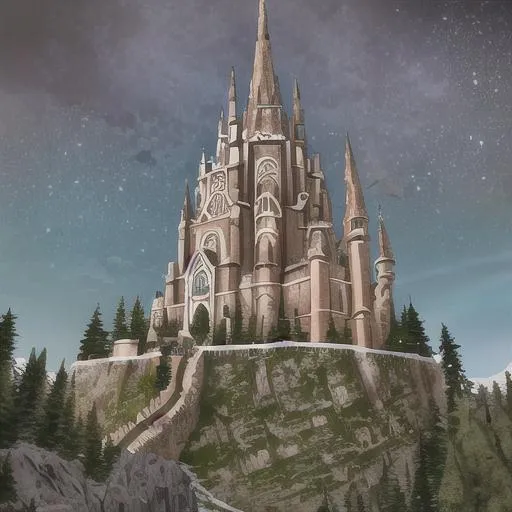 Prompt: Certainly! The mighty Dwarven empire is nestled within the heart of a colossal mountain, a subterranean wonder hidden away from the world above. Its exterior showcases the effects of time, with layers of rock formations that have witnessed centuries of history.

Large granite spires surround the entrance, leading into the depths of the mountain. The surface is marked by rough edges and uneven gaps, giving it a rugged, worn appearance that reflects the strength of the dwarven civilization.

Waterfalls flow from the higher caverns, nurturing the plant life that clings to the walls. Vines and mosses grow in the crevices, adding touches of green to the mountain's formidable look.

Dwarven architecture is seamlessly incorporated into the natural layout of the mountain's interior. Elaborate stone gates mark the entrance to the empire, showcasing carvings that depict the dwarves' history. Tunnels and corridors extend from chambers, leading to bustling areas where the dwarves mine minerals and create their work. The interior of the mountain captures the dwarves' relationship with their surroundings, blending nature's strength with the dwarves' resilience in a hidden underground realm.