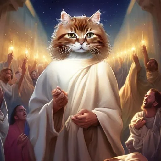 Prompt: actual photo of cat jesus, surprise me