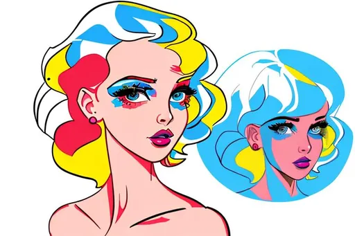 Prompt: Beautiful woman cartoon portrait pop art