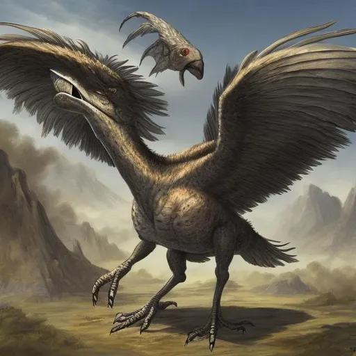 Prompt: A giant prehistoric bird