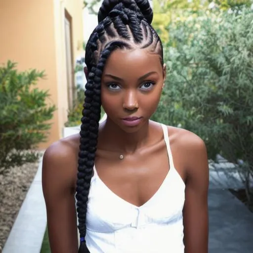 skinny black girl with braids | OpenArt