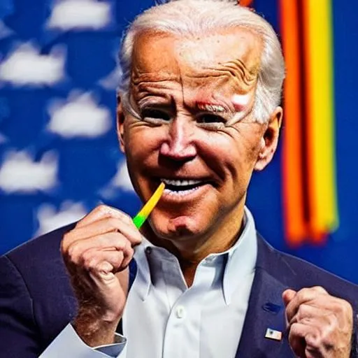 Prompt: Joe Biden eating crayons
