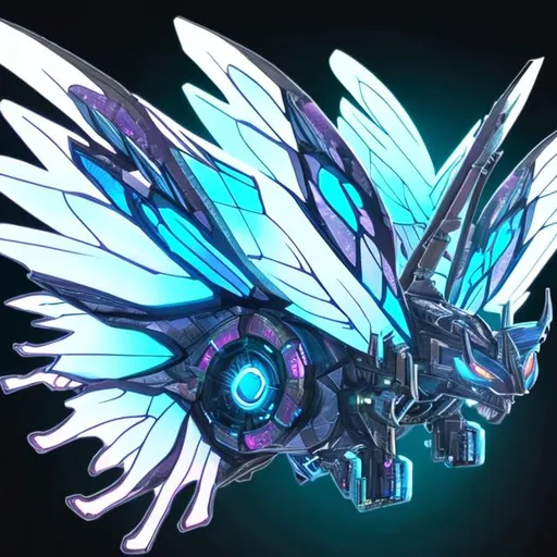 Prompt: tech butterfly dragon head