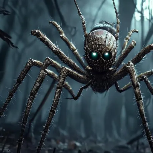 Prompt: Queen of the spiders hyper realistic extremely detailed dark cinematic UHD