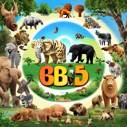 Prompt: Create Big 5 Logo Image With B5 And The Animals In The Center Of The Image