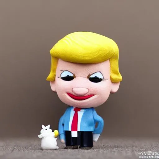 Prompt: tiny cute Donald Trump toy, standing character, soft smooth lighting, soft pastel colors, skottie young, 3d blender render, polycount, modular constructivism, pop surrealism, physically based rendering, square image