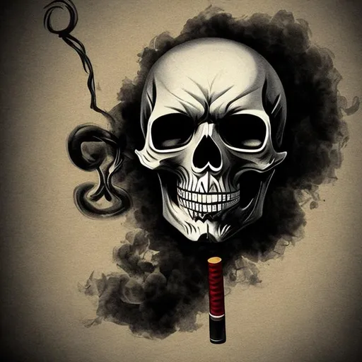 Prompt: show a 
smoking skull
