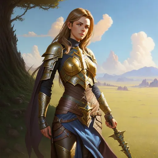 a fantasy style portrait painting of a paladin field...