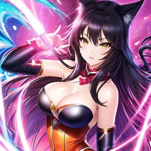 Prompt: Cute cat women anime character, detailed, vibrant, anime face, sharp focus, character design, wlop, artgerm,character design, 120k, ultra hd,
 anime character, background digital painting, digital illustration, extreme detail, digital art, ultra hd, vintage photography, beautiful, tumblr aesthetic, retro vintage style, hd photography, hyperrealism, extreme long shot, telephoto lens, motion blur, wide angle lens, deep depth of field, warm, anime Character Portrait, Symmetrical, Soft Lighting, Reflective Eyes, Pixar Render, Unreal Engine Cinematic Smooth, Intricate Detail, anime Character Design, Unreal Engine, Beautiful, Tumblr Aesthetic,  Hd Photography, Hyperrealism, Beautiful Watercolor Painting, Realistic, Detailed, Painting By Olga Shvartsur, Svetlana Novikova, Fine Art