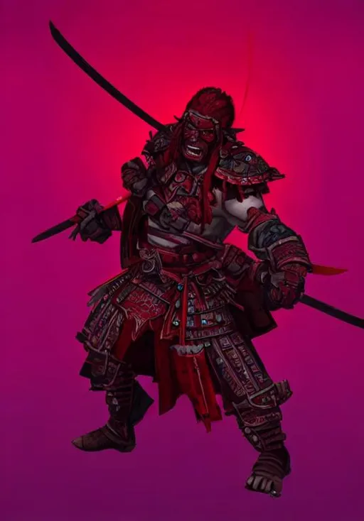 Prompt: Red Orc Samurai