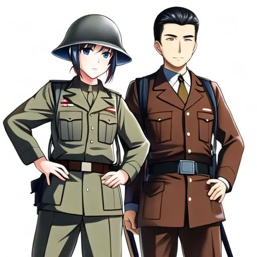 Prompt: World War Two American and Japanese Soldiers