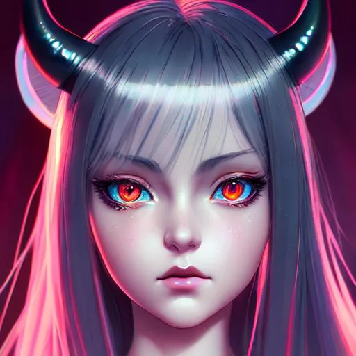 beautiful girl, demon, anime Character Portrait, Loo... | OpenArt