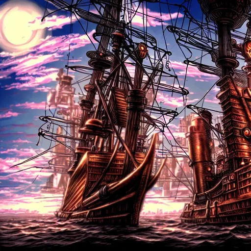 Prompt: steampunk anime village ship 8k HDR
