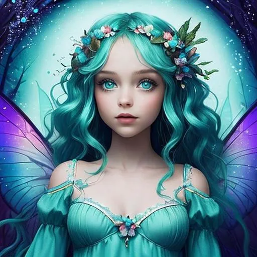 Prompt: Fairy alll in turquoise