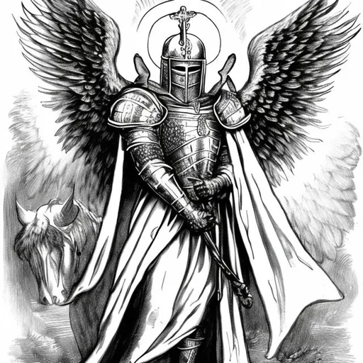 Black And White Knight With Angel Wings