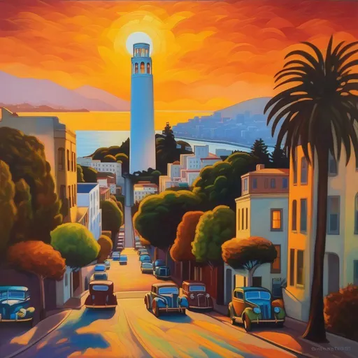 Prompt: coit tower art