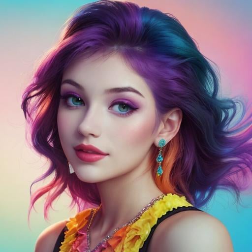 a beautiful young woman dressed in vibrant colors | OpenArt