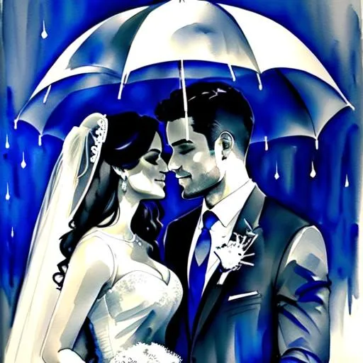 Prompt: Prompt: monochromatic greyscale painting in the style trending online, evoking the feeling in the song lyric: "wedding pictures left out to ruin in the rain"
