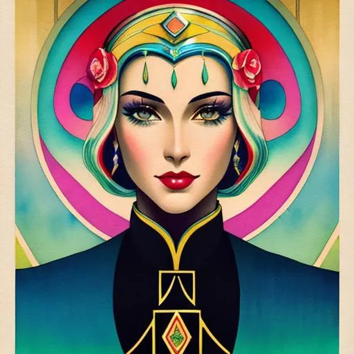 art deco, poster, cartoon painting made by Luis Rojo... OpenArt