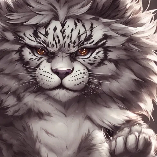 Prompt: art of a cute male anthropomorphic fluffy tiger furry | | cute - fine - face, key visual, realistic shaded perfect face, fine details , purple eyes, 3d 
