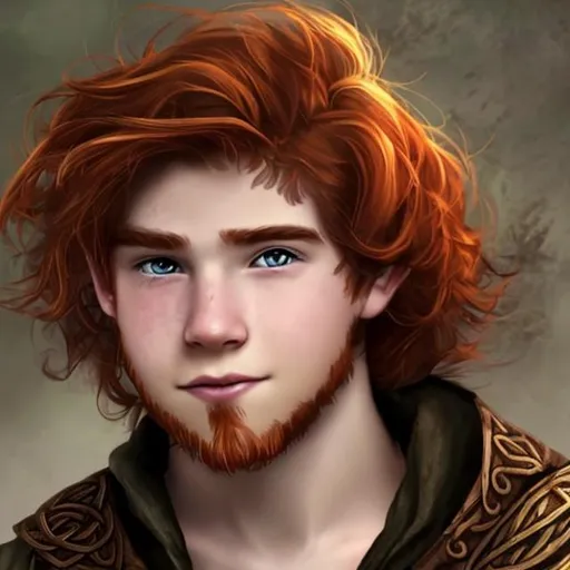 Prompt: Teen, Male, Dwarven, Celtic, Dwarf, Irish, Auburn Hair, Red Hair