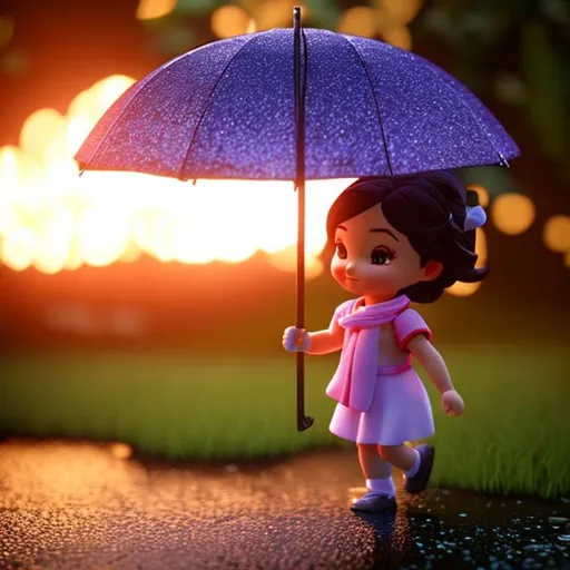 Prompt: Little ladi bug with umbrella,full body, realistic, great lighting, unreal engine, rain, 