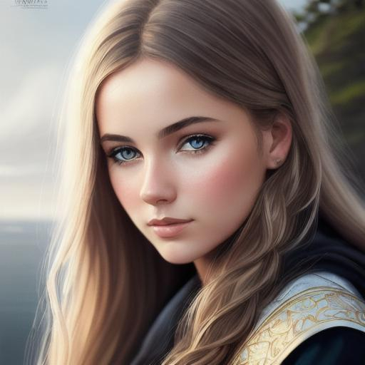 beautiful norwegian girl oil painting, UHD, 8k, Very...