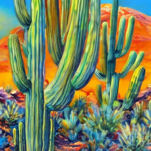 Prompt: beautiful painting of desert cactus