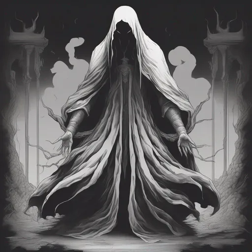 Prompt: faceless, featureless god of darkness