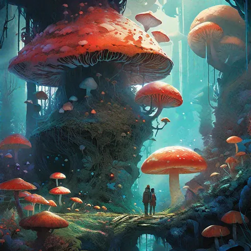 Prompt: "insomniac's dream: surreal: by Bryce kho: watercolor by heikala: bold: hyperdetailed: mushrooms: by yoshitaka amano, ismail inceoglu, victo ngai, anton fadeev: by sakiyama: by bella kotak: 8k resolution concept art: poster art: album cover art: cgsociety: bright neon color: insomniac's dream"