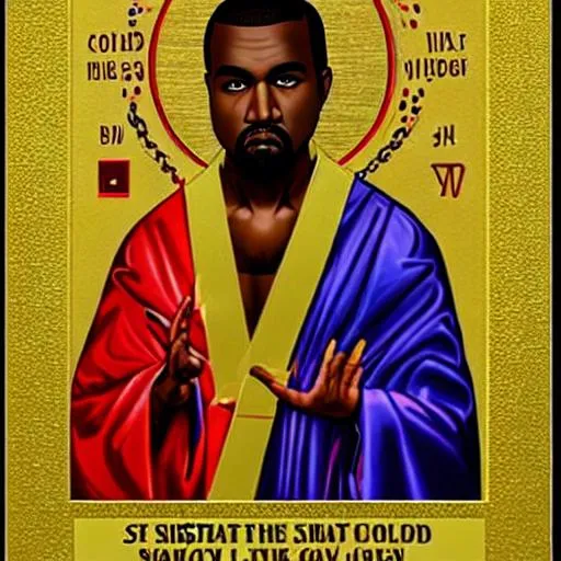 Prompt: kanye west as an orthodox saint icon made of gold