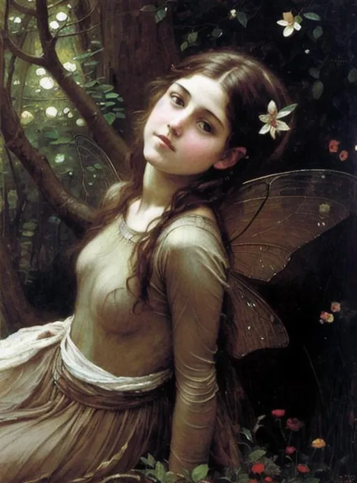 Prompt: oil painting of a fairy, by waterhouse