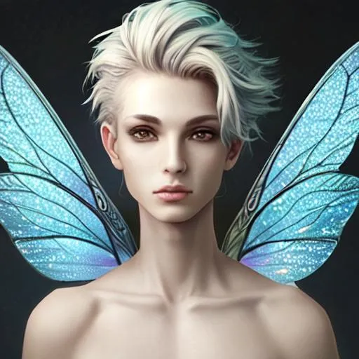 Prompt: Beautiful androgynous woman, majestic fairy 