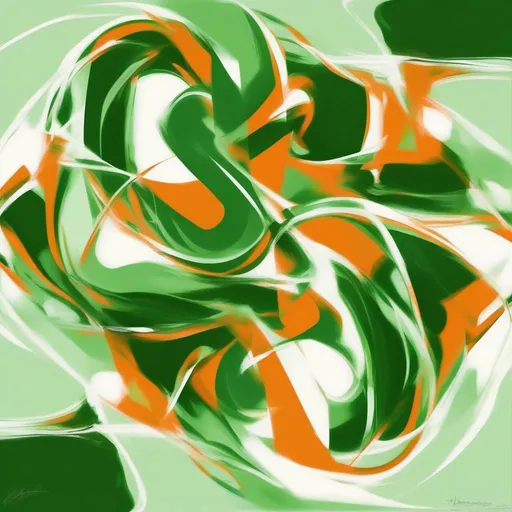 Prompt: 3 colours - green, white, orange
, Abstract art, Independence