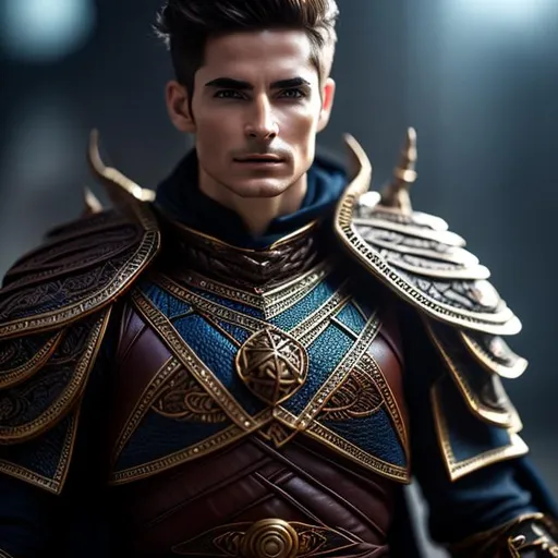 Prompt: Create a photograph of a Mage from the Dungeons and Dragon game, leather armor,  extremely detailed environment, detailed background, intricate, detailed skin, natural colors , professionally color graded, photo realism, 8k, moody lighting, david tenant