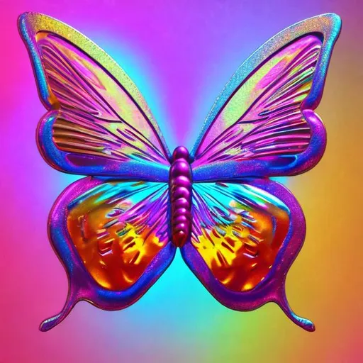 Prompt: Holographic butterfly diorama in the style of Lisa frank 