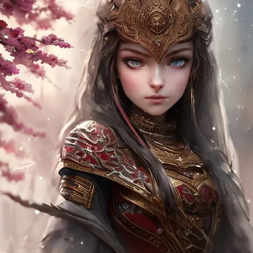 Prompt: gorgeous slavic woman ninja, red dress, tender beautiful face, cute face, dark hair, detailed skin, watercolor, stunning, historical clothes, stunning oriental clothes, national clothes, mid shot, oriental town, blowing sakura, tender cozy lightning, beautiful, cute, detailed face, 3dart, pixar trend, best quality, unreal engine, cozy lighting, intricate details, detailed drawing, atmospheric, best quality, unreal engine, cozy lighting, detailed digital painting, cinematic, hyper realistic, trending on artstation, aesthetic, inspirational, cartoon, illustration, deviantart
