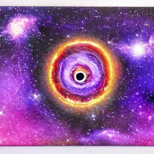 Prompt: a galaxy with purple also a red eyed monster 
