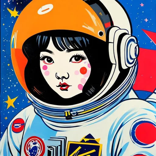 Prompt: Pop art, japanese girl, Astronaut, oil painting, uhd, 8k, vintage, Art deco, Picasso 