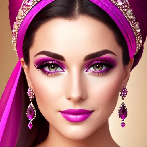 Prompt: Beautiful ethereal beauty,  color scheme of tuquoise and magenta, facial closeup