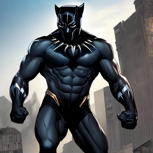Prompt: Bruce Wayne as the black panther, hyperrealistic 10K, UHD, Muscular build.